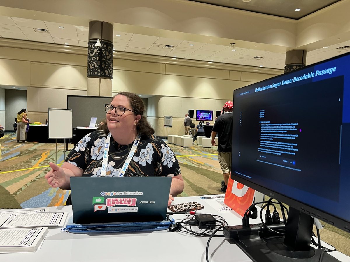 Charlsie presenting an AI demo at ISTE 2026